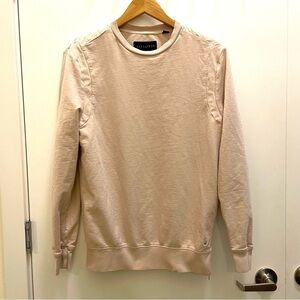 Allsaints Sirrah Crew Pink Blush Side Zip Sweatshirt Cotton Size Xs